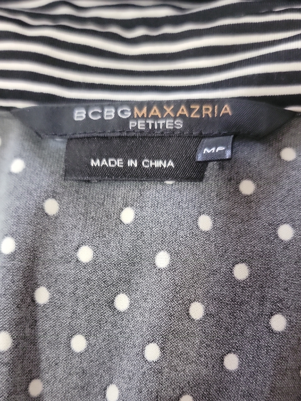 BCBGMaxAzria Petites Polka Dot With Flowers Dress- Black & White Medium Petite - Picture 2 of 3